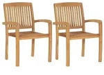 vidaXL Garten-Essst&uuml;hle 2 Stk. Stapelbar Teak Massivholz