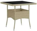 vidaXL Garten-Esstisch Beige Poly Rattan und Glas