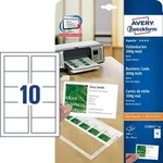 Avery-Zweckform C32011-10 Bedruckbare Visitenkarten, glatte Kanten 85 x 54 mm Wei&szlig;
