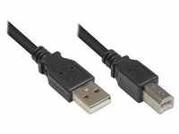 Good Connections® Anschlusskabel USB 2.0 Stecker A an Stecker B, schwarz, 0,5m