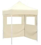 vidaXL Profi-Partyzelt Faltbar mit 2 Seitenw&auml;nden 2&times;2m Stahl Creme