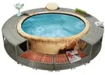 vidaXL Whirlpool-Umrandung Grau Poly Rattan