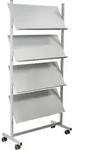 Prospektregal 12x A4 750x1580x390mm 4 F&auml;cher Metall silber