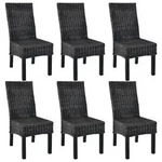 vidaXL Esszimmerst&uuml;hle 6 Stk. Schwarz Kubu Rattan und Mangoholz