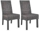 vidaXL Esszimmerst&uuml;hle 2 Stk. Braun Kubu-Rattan und Mahagoniholz
