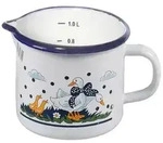 Kr&uuml;ger 4142 Milchtopf mit Dekor G&auml;nsegl&uuml;ck und Ausguss, Emaille, &Oslash; 14 cm,...