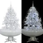 vidaXL Schneiender Weihnachtsbaum mit Schirmfu&szlig; Wei&szlig; 140 cm