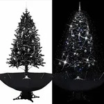 vidaXL Schneiender Weihnachtsbaum mit Schirmfu&szlig; Schwarz 190 cm PVC