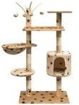 vidaXL Katzen-Kratzbaum 125 cm Beige mit Pfoten-Aufdruck