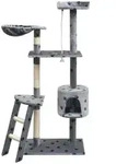 vidaXL Katzen-Kratzbaum 150 cm Pfoten-Aufdruck Grau