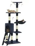 vidaXL Katzen-Kratzbaum mit Sisal-S&auml;ulen 138 cm Dunkelblau