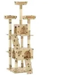 vidaXL Katzen-Kratzbaum mit Sisal-S&auml;ulen 170 cm Beige Pfoten-Aufdruck