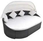 vidaXL Outdoor-Loungebett mit Dach Poly Rattan Braun