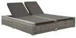 vidaXL Doppel-Sonnenliege Poly Rattan Grau