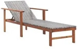 vidaXL Sonnenliege Poly Rattan und Massivholz Akazie Grau