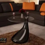 vidaXL Couchtisch mit Runder Glasplatte Hochglanz Schwarz