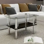 vidaXL Couchtisch mit Ablage Glas
