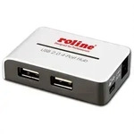 ROLINE USB 2.0 Hub Black and White, 4 Ports, mit Netzteil Eingabe / Ausgabe