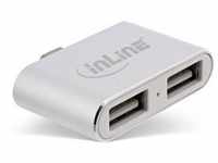 InLine® Mini USB 2.0 Hub, USB-C Stecker auf 2x USB A Buchse, silber Eingabe /