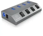 IB-HUB1405, 4 Port USB 3.0 Type-A Hub, Aluminium Geh&auml;use, mit 4x USB Type-A