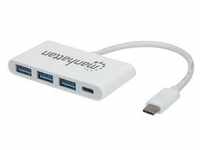 MANHATTAN 3-Port USB 3.0 Typ-C Hub mit Power Delivery Eingabe / Ausgabe Hubs