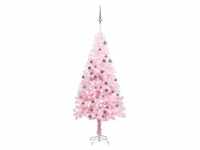 vidaXL Künstlicher Weihnachtsbaum mit Beleuchtung & Kugeln Rosa 180cm