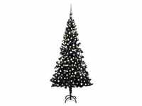 vidaXL Künstlicher Weihnachtsbaum Beleuchtung & Kugeln Schwarz 210 cm