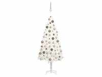 vidaXL Künstlicher Weihnachtsbaum mit Beleuchtung & Kugeln Weiß 180 cm