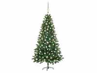 vidaXL Künstlicher Weihnachtsbaum mit Beleuchtung & Kugeln 150 cm Grün