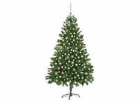 vidaXL Künstlicher Weihnachtsbaum Beleuchtung & Kugeln 210 cm Grün