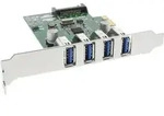 InLine&reg; Schnittstellenkarte, 4x USB-A, USB 3.2 Gen.1, PCIe, inkl. LP Slotblech
