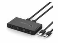 UGREEN 2x4 USB Switch, schwarzUSB-Port mit 2x USB Kabel mit 4x USB Buchse / für
