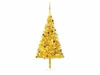 vidaXL Künstlicher Weihnachtsbaum Beleuchtung & Kugeln Gold 240 cm