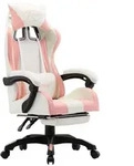 vidaXL Gaming-Stuhl mit Fu&szlig;st&uuml;tze Rosa und Wei&szlig; Kunstleder