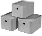 Curver Aufbewahrungsboxen mit Deckel 3 Stk. Beton Gr. S Hellgrau