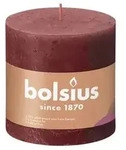 Bolsius Stumpenkerze Rustiko Shine 10x10cm zartes Rot, rot