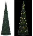 vidaXL K&uuml;nstlicher Pop-Up-Weihnachtsbaum mit Beleuchtung Gr&uuml;n 150 cm