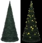 vidaXL K&uuml;nstlicher Pop-Up-Weihnachtsbaum mit Beleuchtung Gr&uuml;n 210 cm