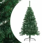 vidaXL K&uuml;nstlicher Halb-Weihnachtsbaum mit St&auml;nder Gr&uuml;n 150 cm PVC