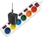 LogiLink Multicolor - Steckdosenleiste - Wechselstrom 250 V - 3680 Watt -