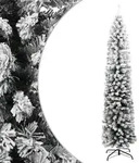 vidaXL K&uuml;nstlicher Weihnachtsbaum Schlank mit Schnee Gr&uuml;n 240 cm PVC