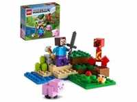 LEGO 21177 Minecraft The Creeper Ambush, Set mit Minifiguren Steve, Schweinchen und