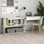 vidaXL Eckschreibtisch Wei&szlig; Sonoma-Eiche 200x50x76 cm Holzwerkstoff