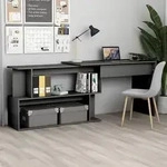 vidaXL Eckschreibtisch Grau 200x50x76 cm Holzwerkstoff