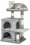 lionto Kratzbaum f&uuml;r Katzen 80 cm, mit 2 H&ouml;hlen, Liegebett & Spielball,