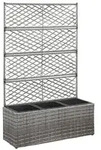 vidaXL Hochbeet mit Rankgitter 3 T&ouml;pfe 83&times;30&times;130cm Poly Rattan Grau