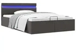 vidaXL Bett mit Bettkasten Hydraulisch LED Dunkelgrau Stoff 140x200 cm