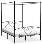 vidaXL Himmelbett-Gestell Schwarz Metall 140 x 200 cm