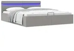 vidaXL Bett mit Bettkasten Hydraulisch LED Hellgrau Stoff 160x200 cm