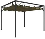 vidaXL Gartenpavillon mit Ausziehbarem Dach 3x3 m Taupe 180 g/m2